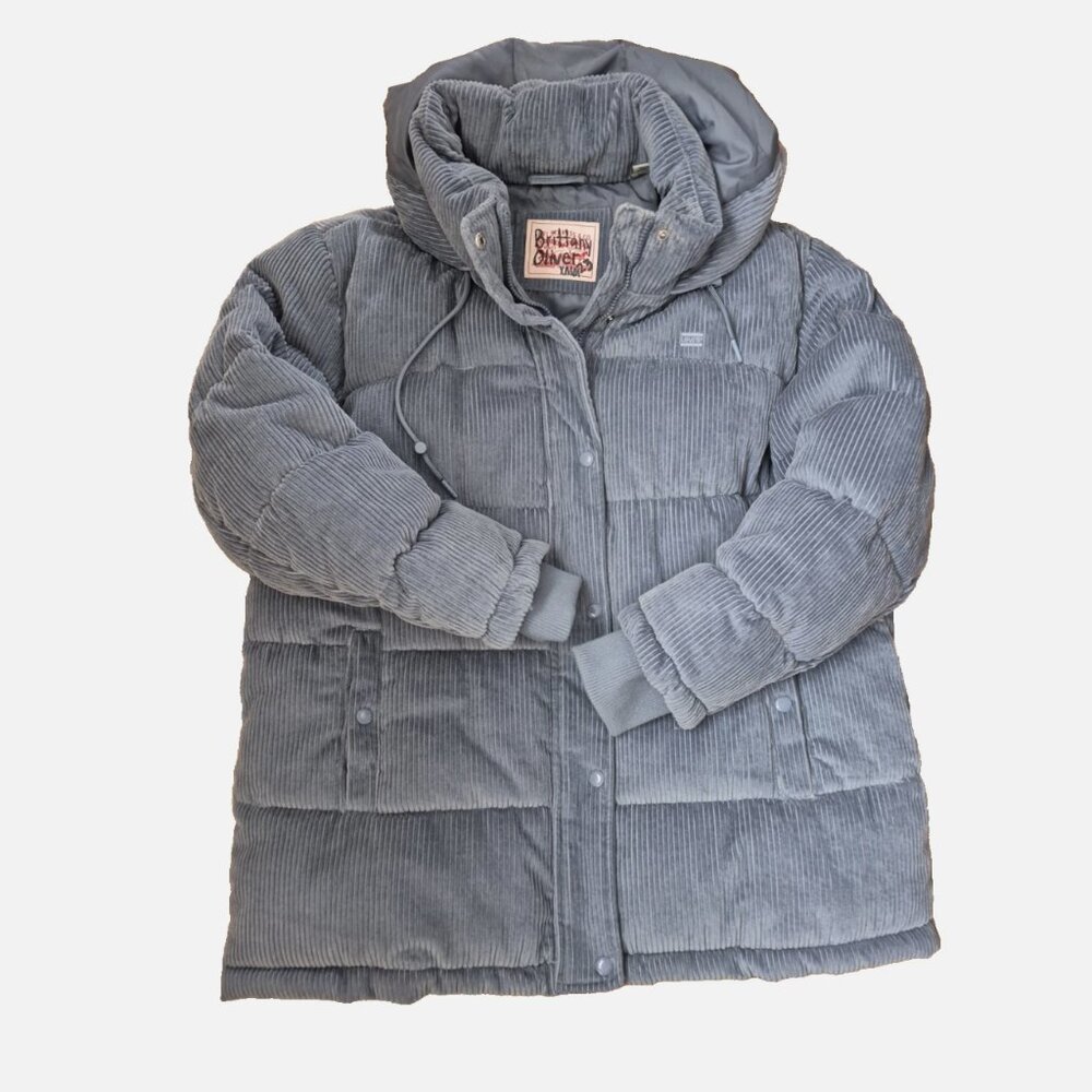 Levi's Jacket Womens XL Blue Corduroy Quilted Insulated Puffer Coat Outdoor
